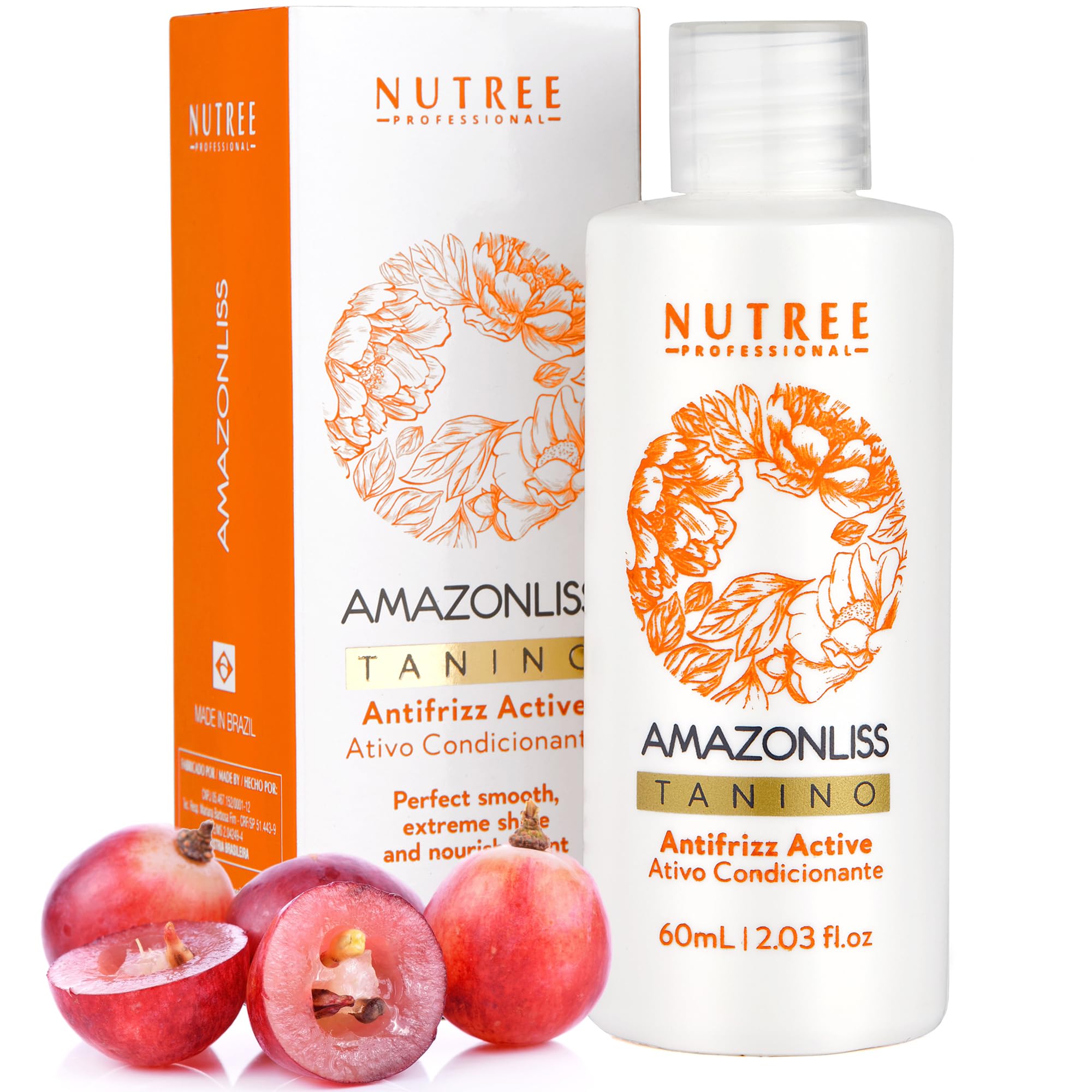 Amazonliss Hair Straightening Brazilian Treatment Tanino - Taninoplastia Hair Treatment - Smoothing, Hydrating, Repairing, Extreme Shine Effect - Formaldehyde Free - 2.03 Fl.oz (Tanino)