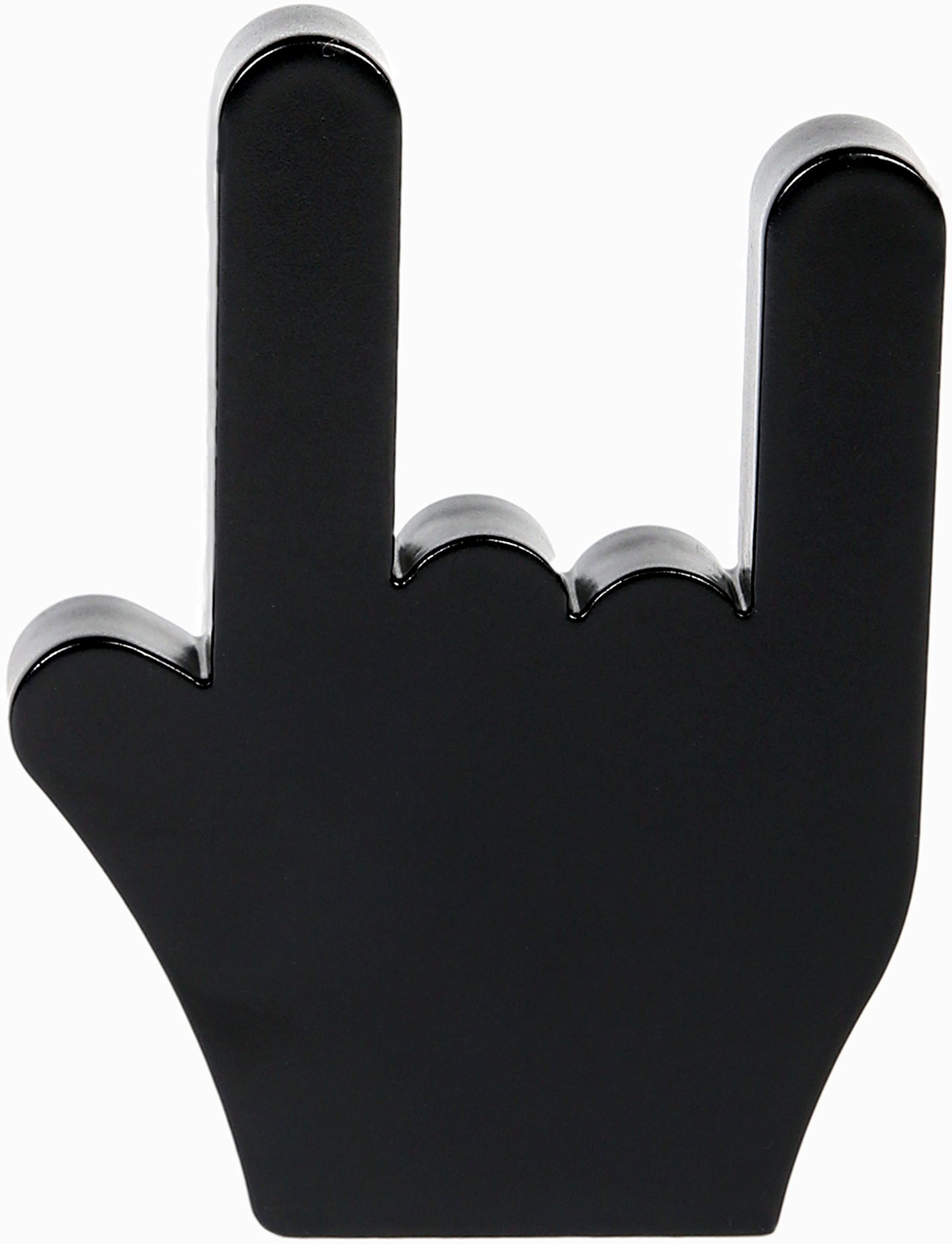 Metal Hand Devil Horns Mano Cornuta Black Solid Steel for Table Decoration and Paperweight