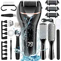 Removedor de calos elétrico para pés com kit de pedicure profissional 21 em 1 à prova d'água, ferramentas para cuidados com os pés, lixa para pés molhada e seca para pele morta e calcanhar