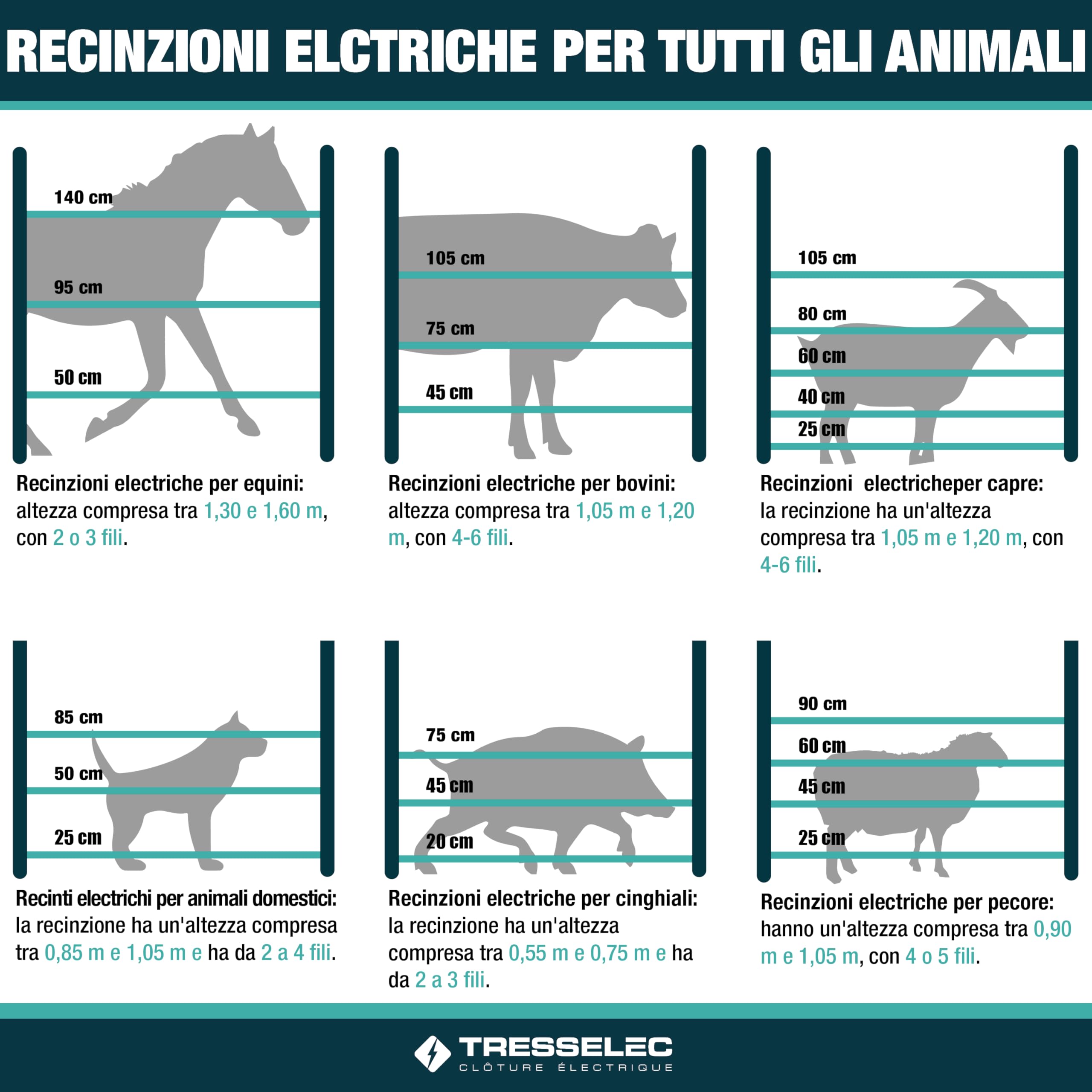 Cavo diametro 2,2 mm - Recinzione elettrica per animali (mucca, capra, pecora, cavallo), bobina da 500 m - 6 fili in acciaio inox diametro 0,20 mm