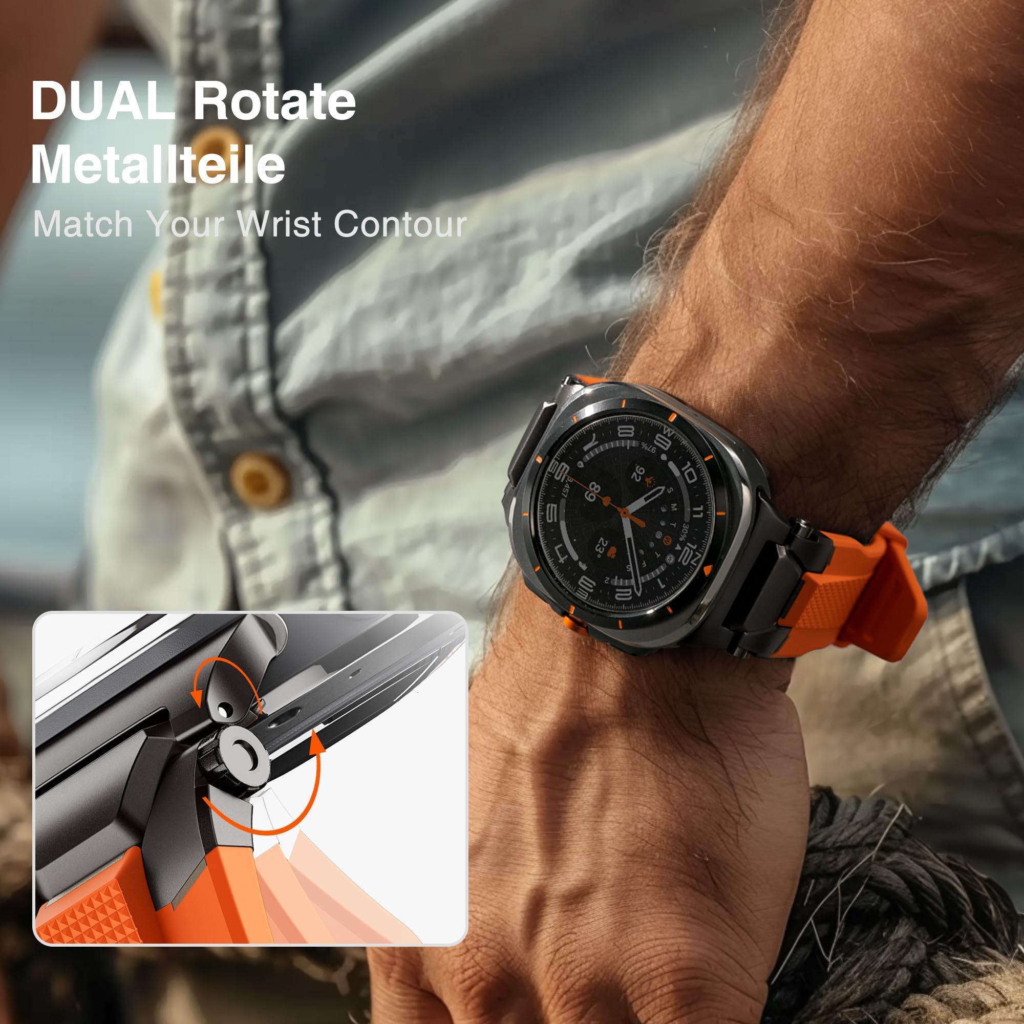 ULTIMAL Bracelet de montre pour Samsung Galaxy Watch Ultra 47 mm (2024) compatible avec Samsung Watch Bracelet pour homme Bracelet de sport robuste en TPU et métal de qualité supérieure
