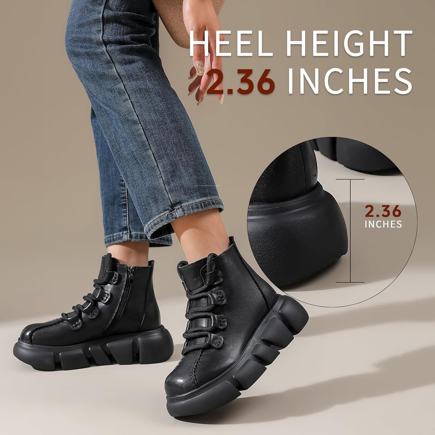 Women's Ankle Boots Comfortable Platform Lace-Up City Hiker Wedge Booties - Image 6