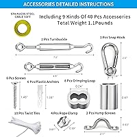 Vista 9 de Kit de suspensión de luces de globo, cable guía de luz para exteriores, cable de acero inoxidable recubierto de vinilo, incluye PVC transparente