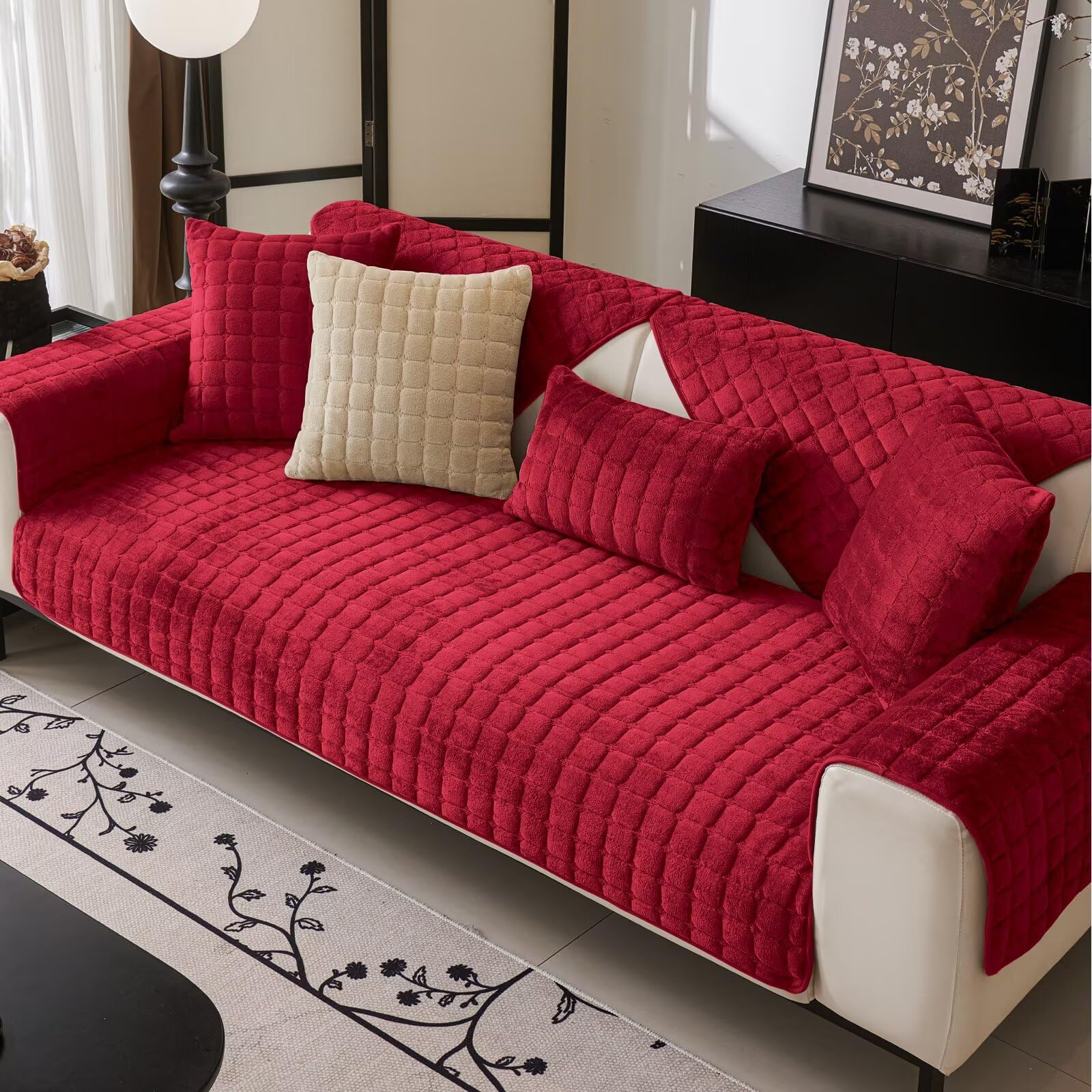 Bettschlange Sofa Überzug L Form, Sofadecken für Sitzfläche, Couch Überzug 1 2 3 4 Sitzer Sofabezug, Sofaschoner rutschfest,Universelle Sofaüberwurf,Ecksofa