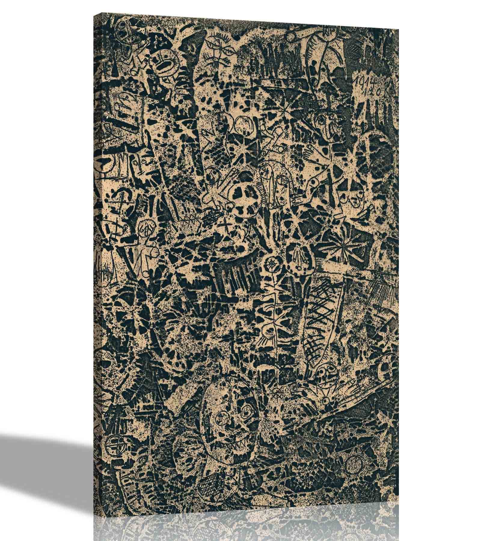 Artley Prints Black - Small World By Paul Klee Canvas Wall Art | Framed Pictures For Living Room, Office, Bedroom | Expressionism Prints Ready To Hang 30 X 20Cm (12 X 8 Inches) A4