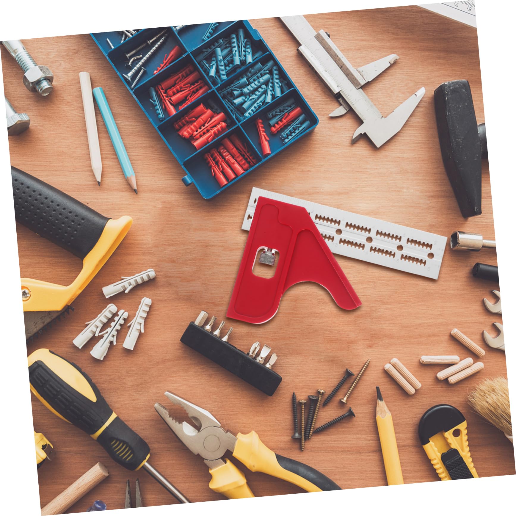 NUOBESTY 5 Pezzi Righello Falegnameria Multifunzione Strumento Misurazione Angolare Precisione per Lavori Costruzione e Design Portatile e Facile da Usare