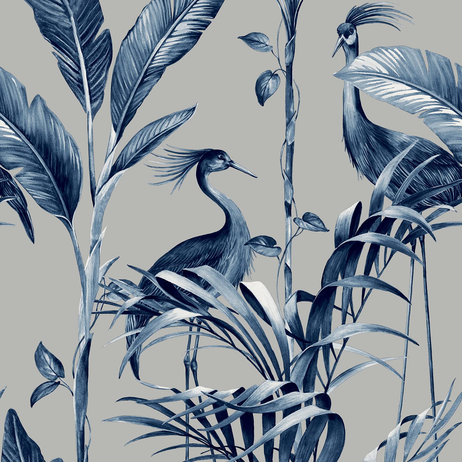 B&Q -  Azzura Leaf Wallpaper Blue 9506