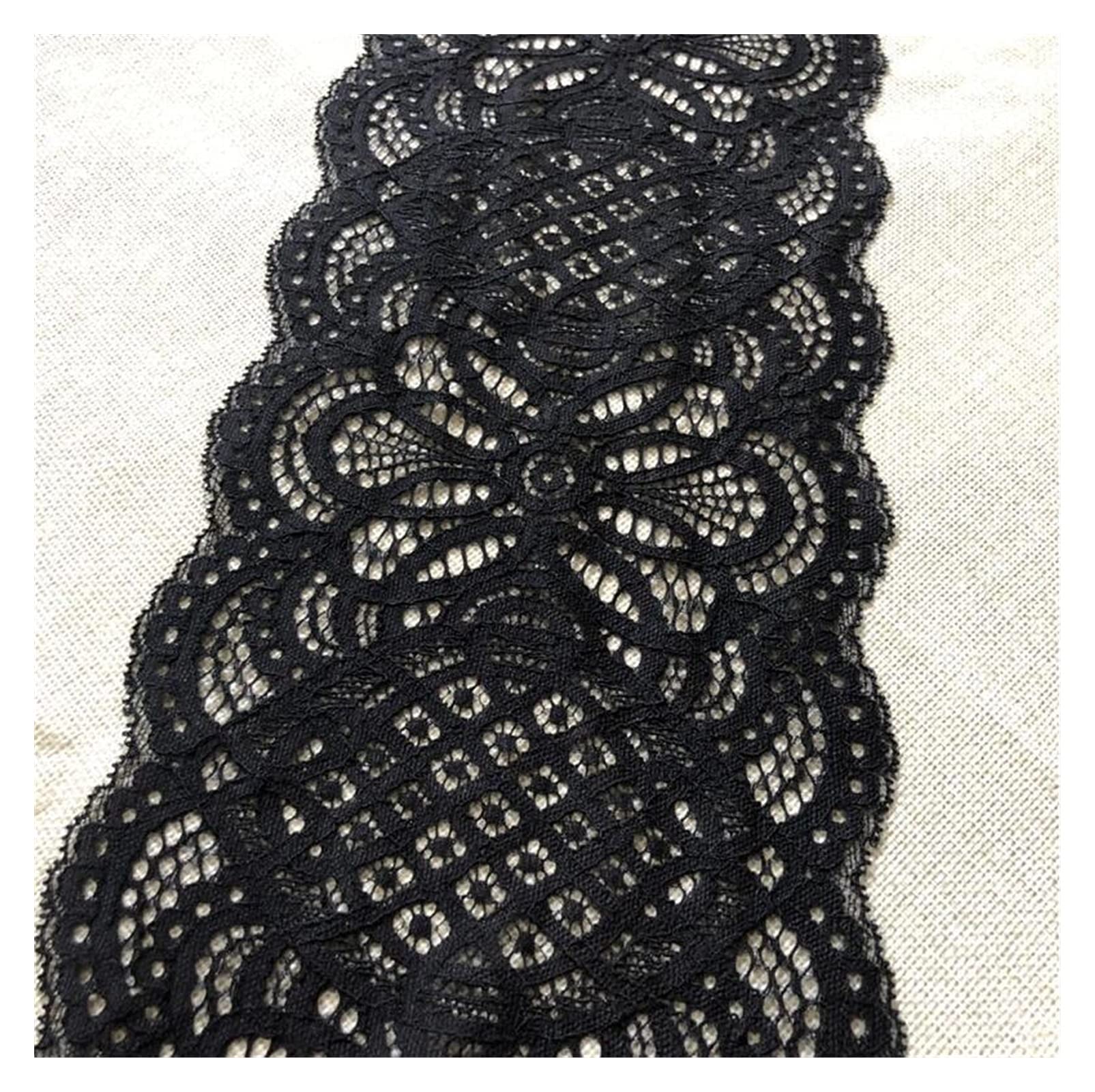 Encaje elástico negro de 16,5 cm para lencería y vestidos de novia, cinta de 10 metros SD802