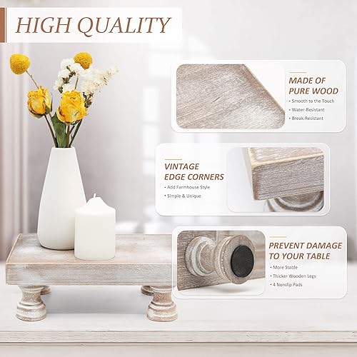 Miniatura 6 de EOSAHR Versátil juego de elevadores de madera para decoración del hogar, soportes de pedestal decorativos con dije de madera natural y elegancia