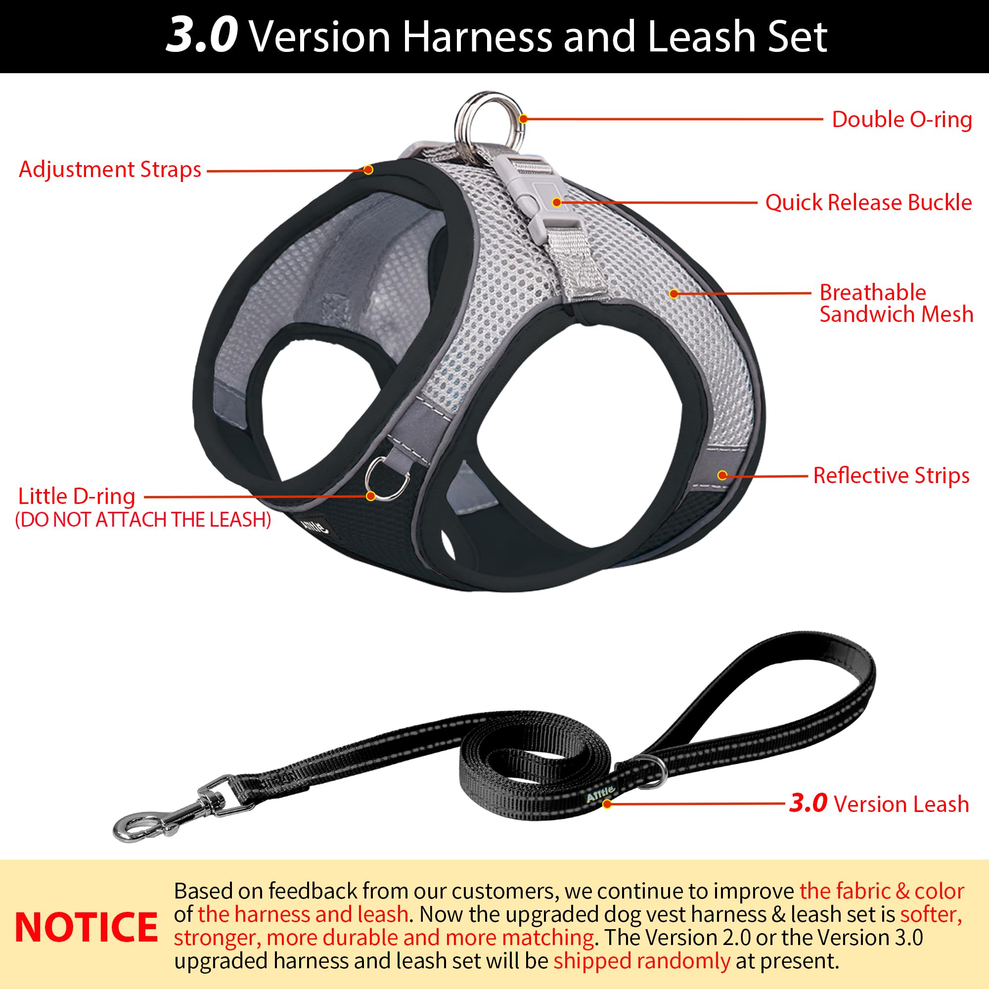 AIITLE Dog Harness, No-Pull Cat Harness with a Leash, Adjustable Reflective Dog Vest, Cat Harness Escape Proof - Image 4