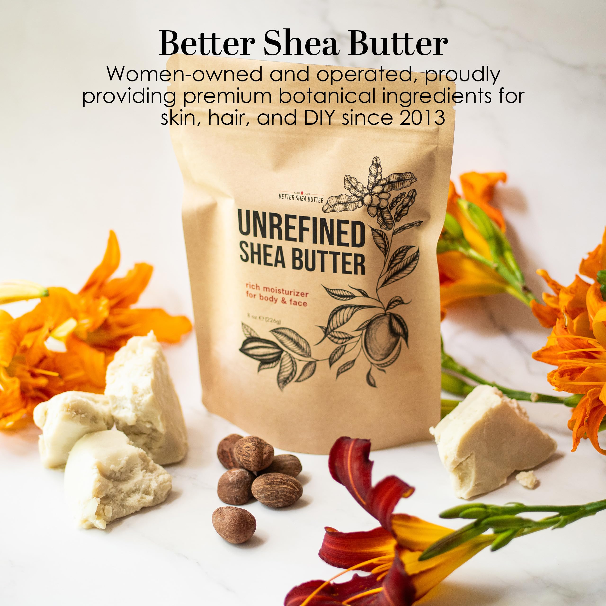 Unrefined Shea Butter by Better Shea Butter - African, Raw, Pure - Use Alone or in DIY Body Butters, Lotions, Soap, Eczema & Stretch Marks Products, Lotion Bars, Lip Balms and More! - 1 lb (16 oz) by Better Shea Butter