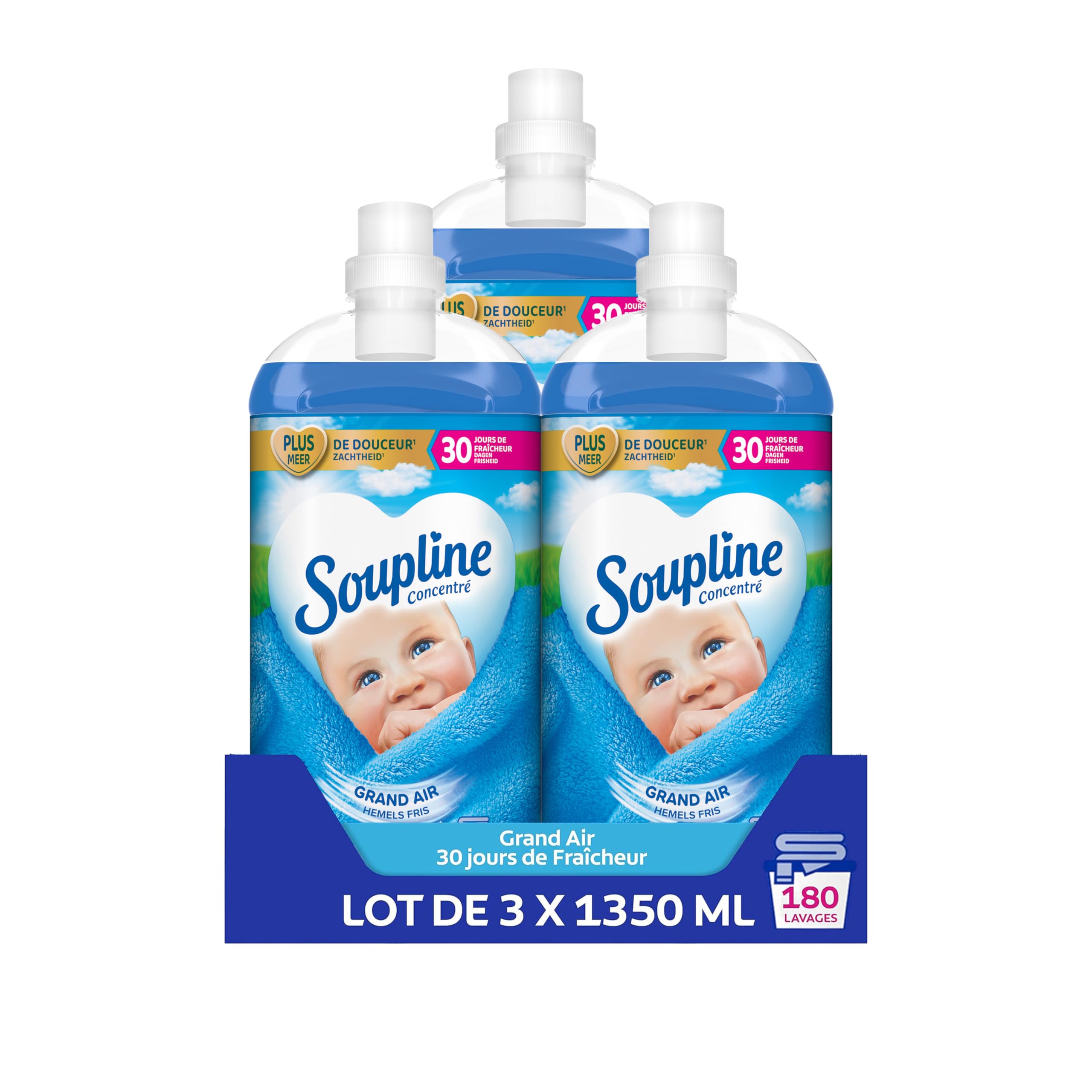 Soupline Grand Air 3D skoncentrowany środek zmiękczający do tkanin, płyn 3x1,35L