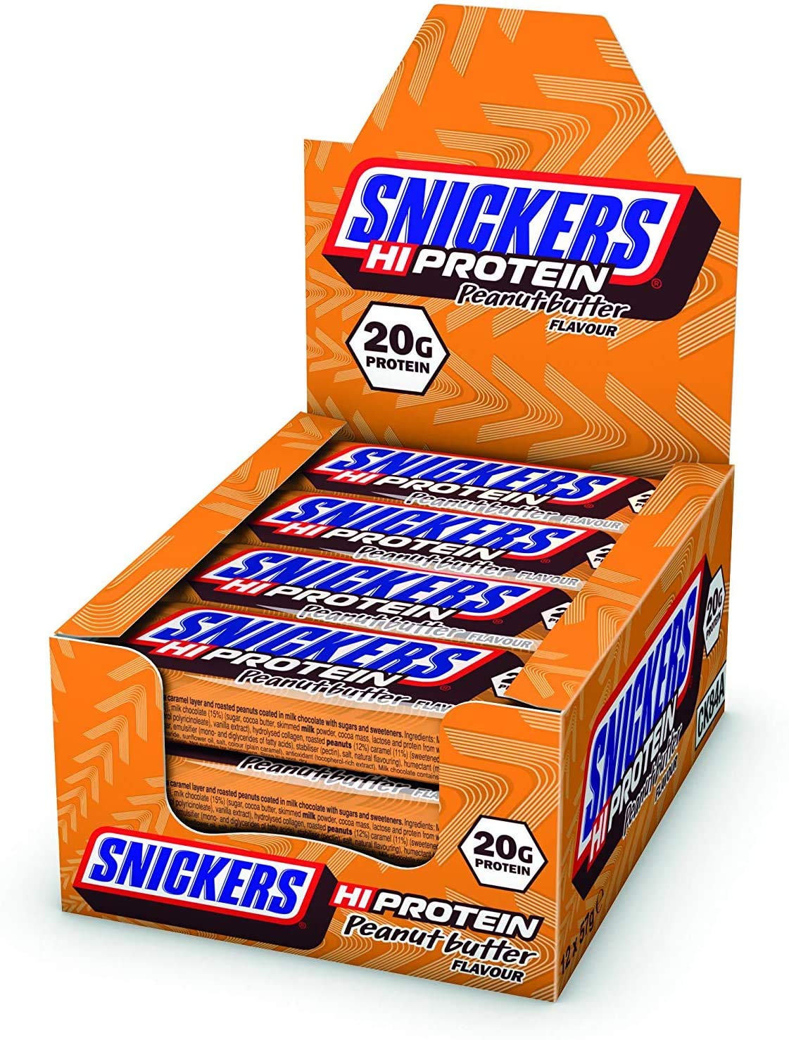 Buy Snickers Hi Protein Peanut Butter Flavour Bar (12 x 57g) High Protein Snack with Caramel