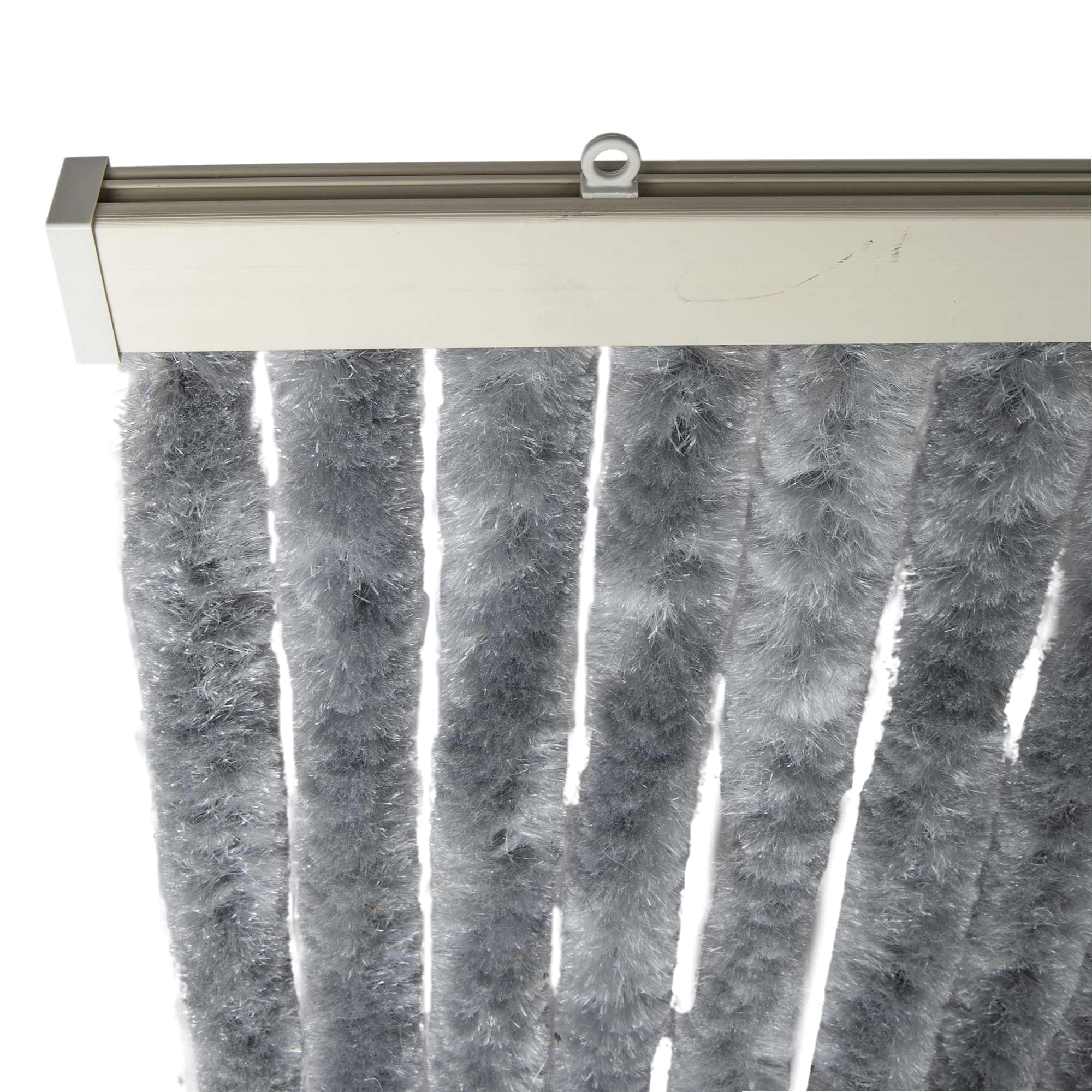 WERKA PRO Rideau Chenille Gris Foncé Uni - 120 x 220 cm - Protection Contre Insectes et Poussière - Tringle Ajustable et Anneaux de Suspension - Fibres Synthétiques Anti Effilochage