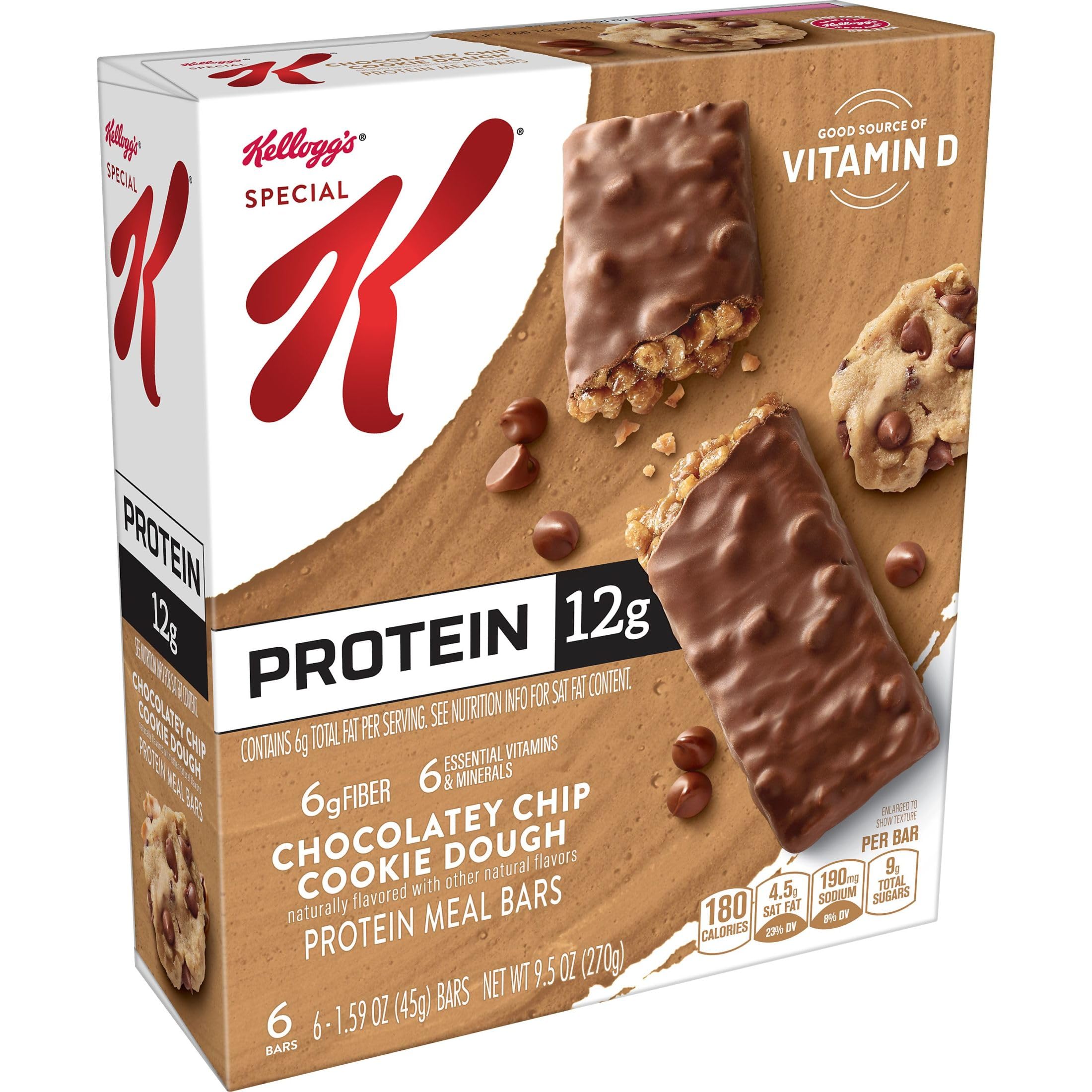 Kellogg's Special K Protein Mahlzeitenriegel, Mahlzeitersatz, Protein-Snacks, Chocolatey Chip Cookie Dough (3 Boxen, 18 Riegel)