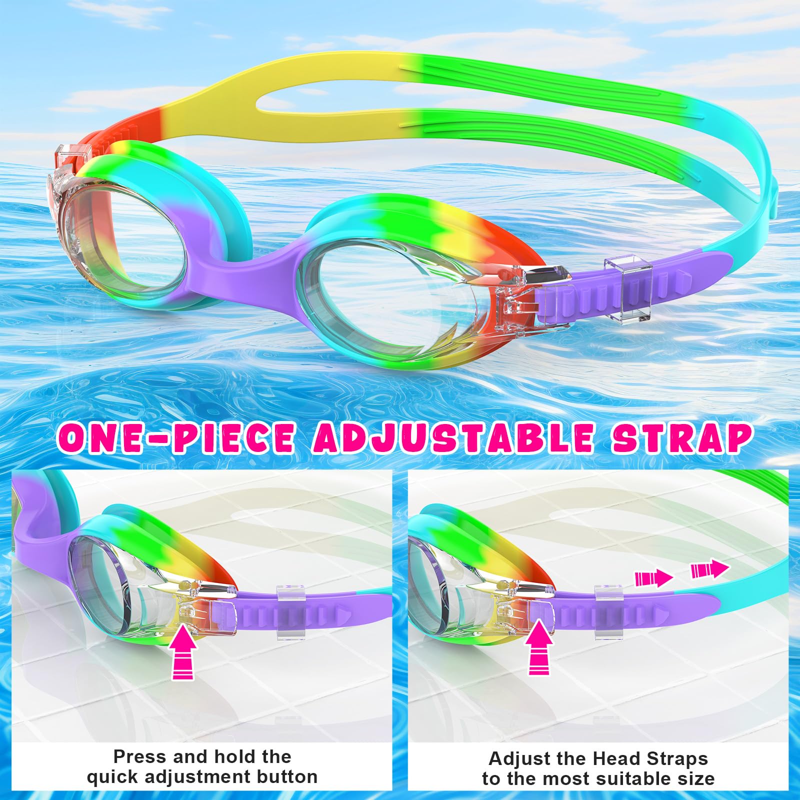 Occhiali Nuoto Bambini, Anti-Fog con Visione Chiara, Protezione UV, Guarnizione in Silicone, Piccolo Telaio Occhiali da Nuoto Unisex per Bambini da 6 a 14 anni