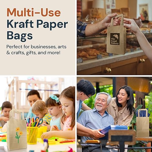 Miniatura 7 de Reli. Paquete de 110 unidades  5.25 x 3.25 x 8 pulgadas  Pequeñas bolsas de regalo de papel kraft con asas, bolsas de regalo de papel estraza