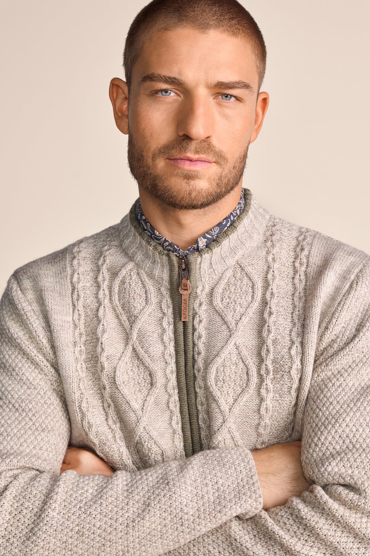 Krüger Herren Trachten Strickjacke lang, Modell: Rafael, Langarm, Tracht, Volksfest