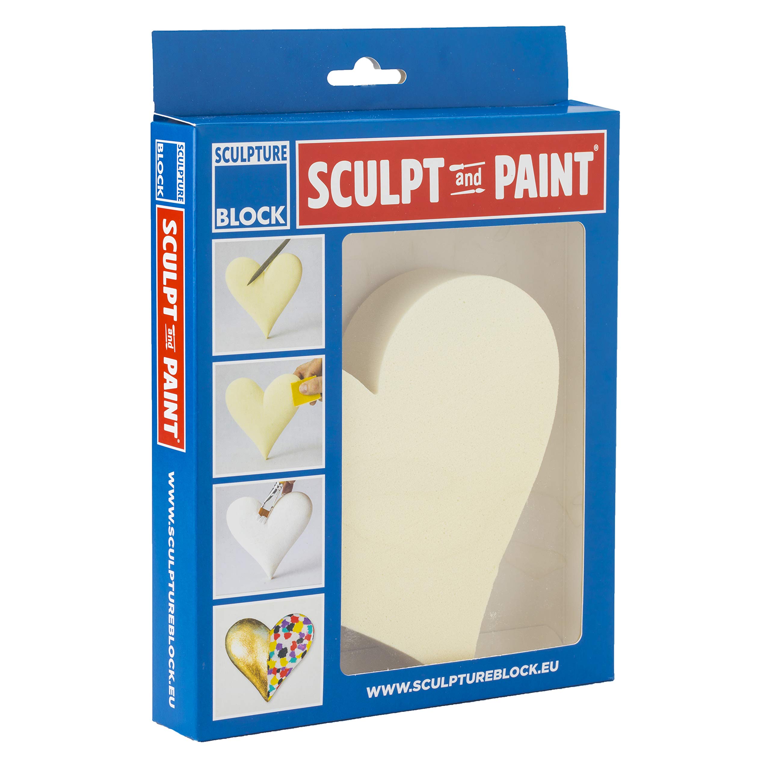 Sculpture Block SP 106 Sculpt and Paint Series, Prefabricated Hard Foam Block with Heart Design for Designing and Working Out