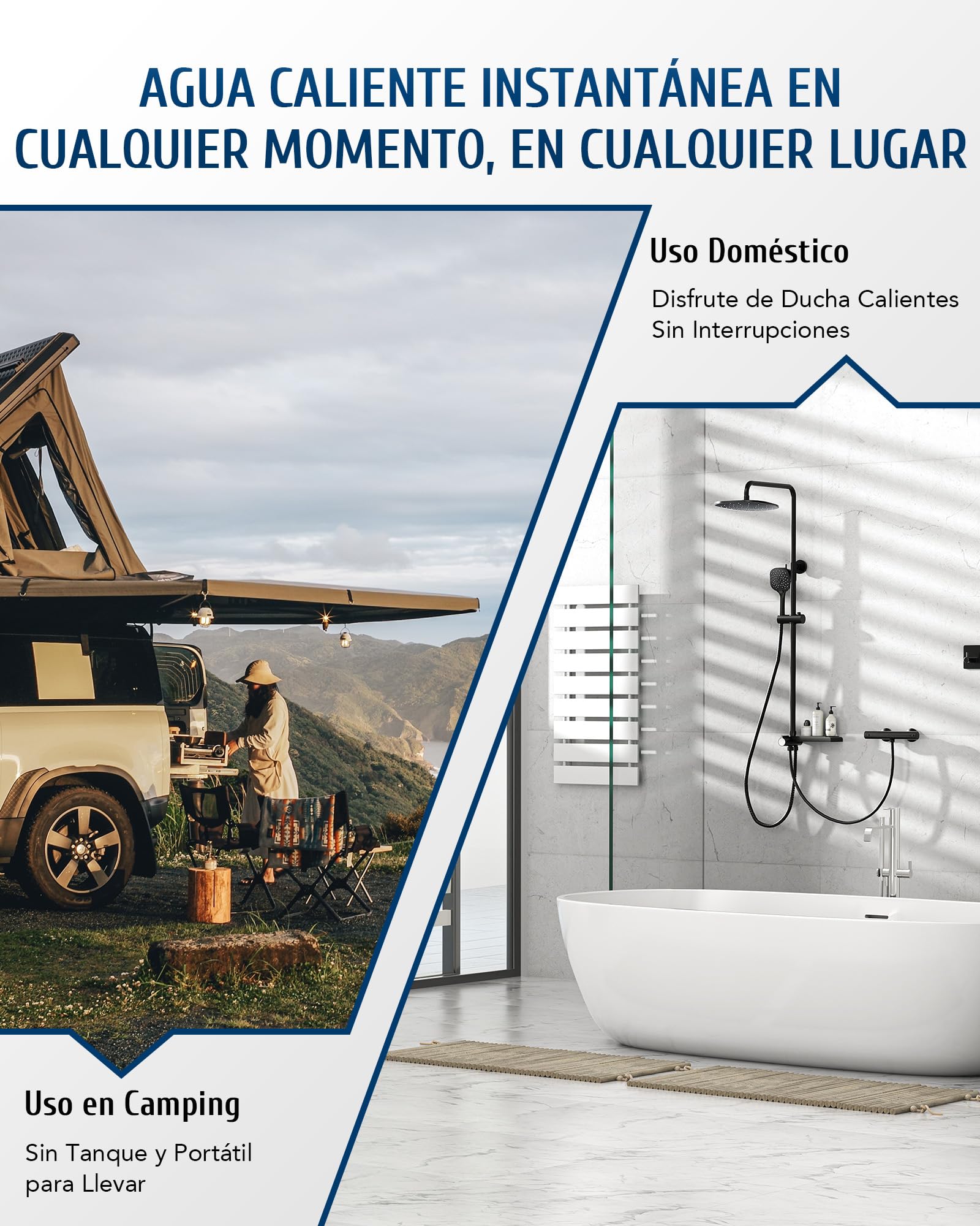 CO-Z 12 L/Min Calentador de Agua Butano, Calentador de Agua a Gas, Certificado CE, LPG Calentador Butano, Calentador de Gas Licuado de Petróleo sin Tanque (12 L/Min)