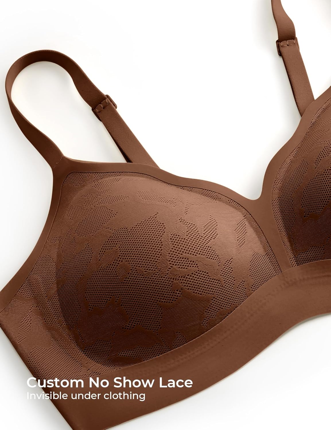 Women's Wireless No Show Lace Bras, Sexy Seamless Comfortable Bralettes No Underwire Scalloped Tshirt Bra - Image 2