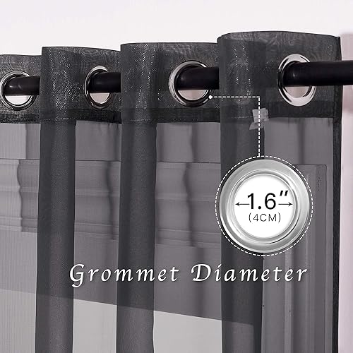 Miniatura 10 de NICETOWN - Cortinas traslúcidas de gasa con ojales, para sala de estar o puertas corredizas, 84 pulgadas de largo x 140 pulgadas de ancho, 2 paneles