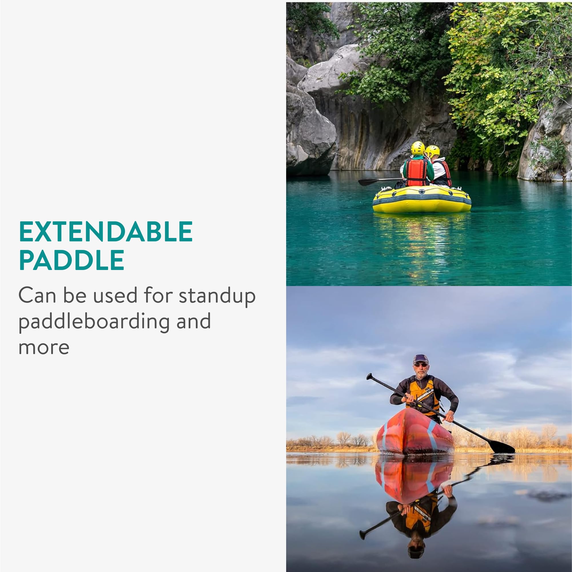Navaris Pagaia Telescopica Kayak SUP - Pagaia Regolabile - Remo Telescopico Barca Canottaggio Accessori Sport Acqua Camping - Pagaie Canoa Canadese