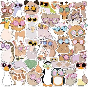 50PCS Cute Animal Stickers, Cartoon Animal Stickers for Kids,Teens, Kawaii Sticker for Water Bottle Laptop Phone, Classroom Crafts Favors Gifts