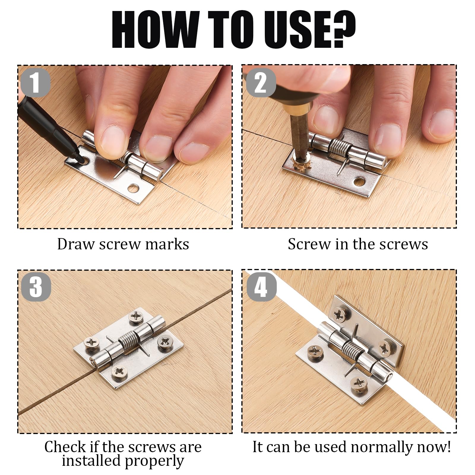 4x Federscharnier Türschließer Edelstahl - Selbstschließend Für Schranktüren