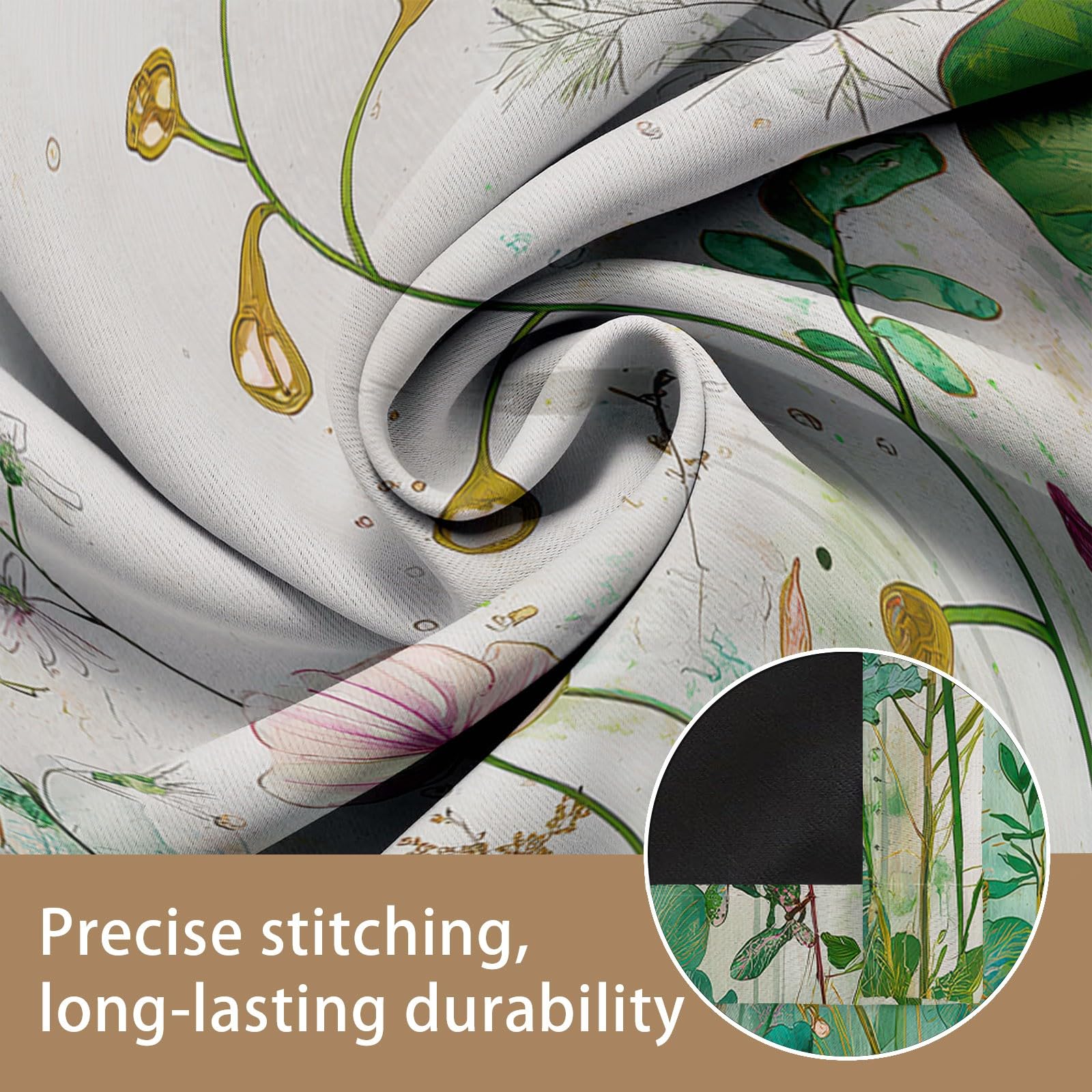 Akwarelowe, botaniczne liście palmowe, scena natura, zasłony na przelotkach szer. 117 cm x dł. 137 cm (2 panele), 100% blokada światła, 240 g/m², miękki materiał zapewnia najwyższą prywatność w