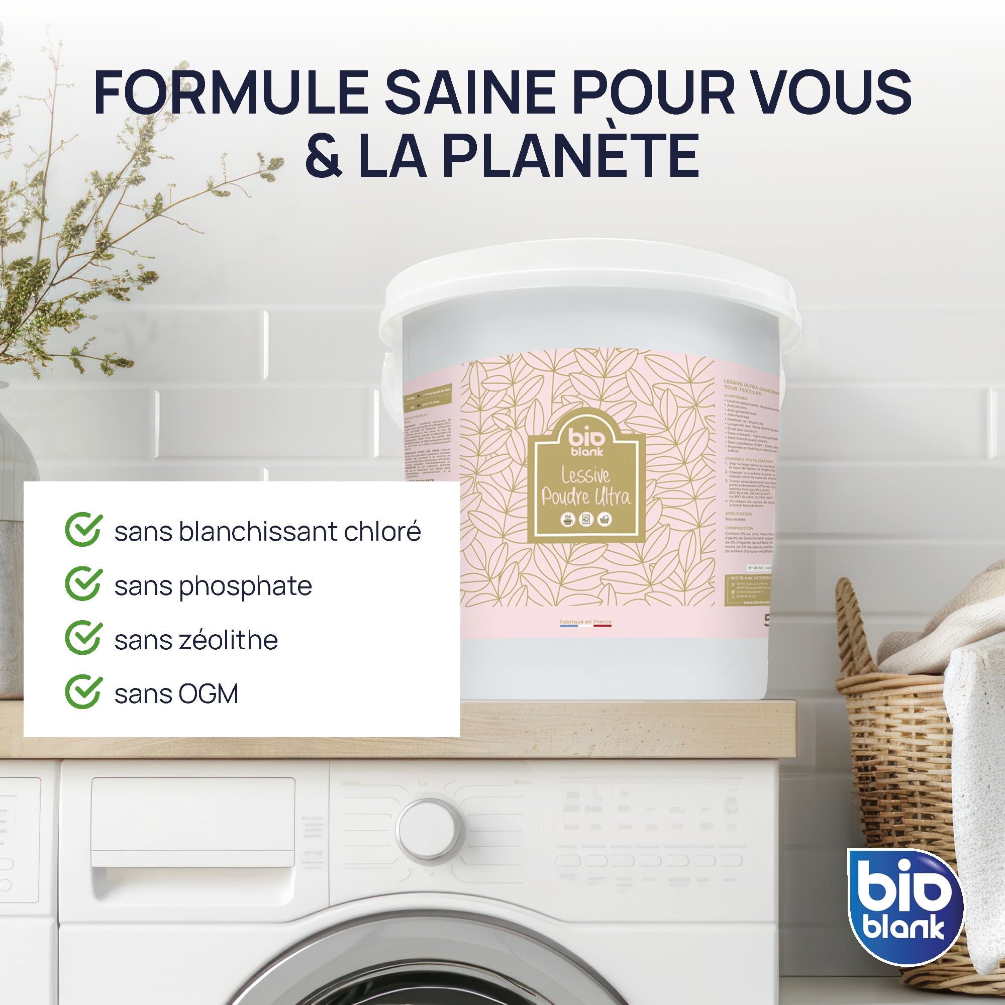 Lessive Poudre Professionnelle Ultra Concentrée 166 Lavages 5kg | Anti-Taches & Dégraissant, Efficace à Froid, Pour un Linge Blanc et des Couleurs Éclatantes, Fabriqué en France