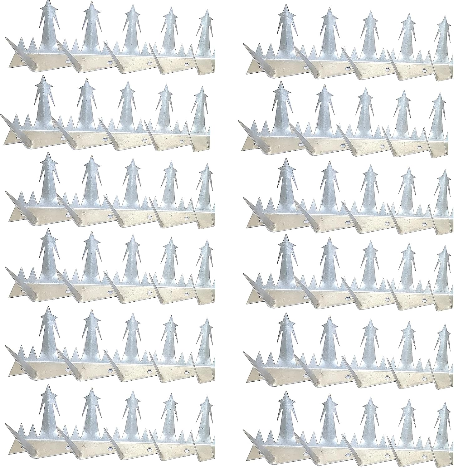Anti Climb spikes12PCS (Large) Length 188" Exterior Wall Spike Intruder Deterrent Fence Wall Spike Bird Repellent Spikes of Metal Deterrent Animal Thieves Intruder Full Hot Dipped Galvanized