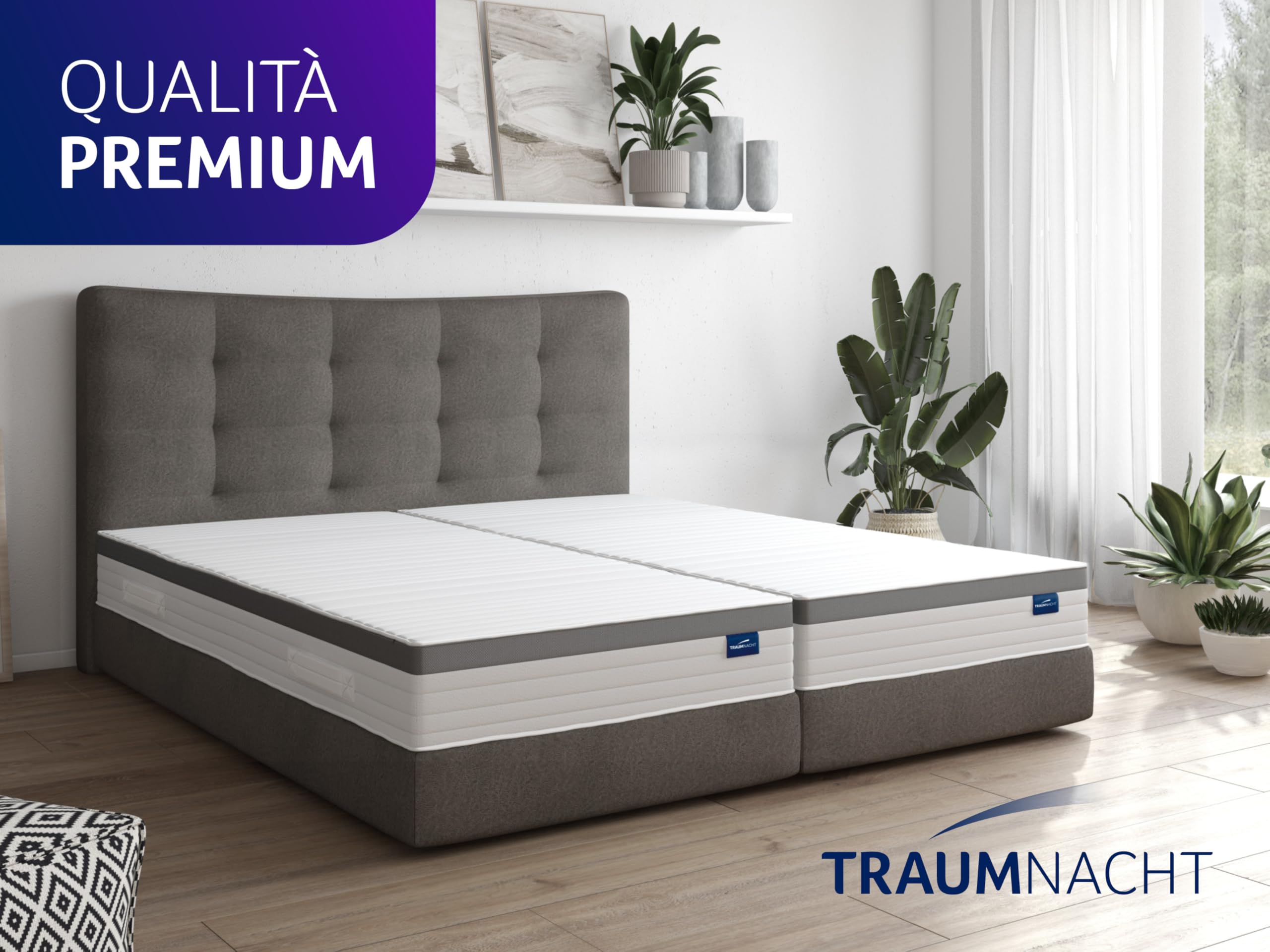 Traumnacht Exklusiv materasso molle insacchettate 1000, 7 zone, test Stiftung Warentest “Buono” (10/2023), 23 cm, H3, 120x200 cm, Oeko-Tex