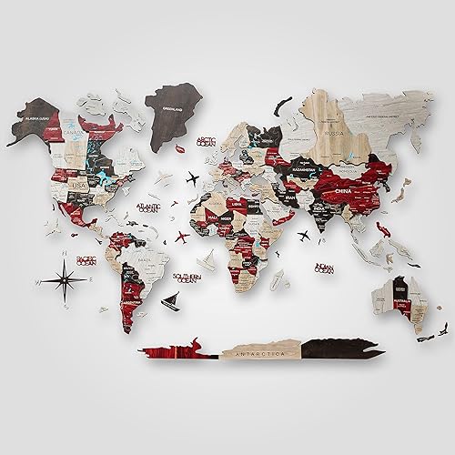 3D Wooden World Map House Decor Living Room 3D Home Wall Art Office Decoration Wood Wall Decor World Map 3D Art Large Travel Gift Office Bedroom