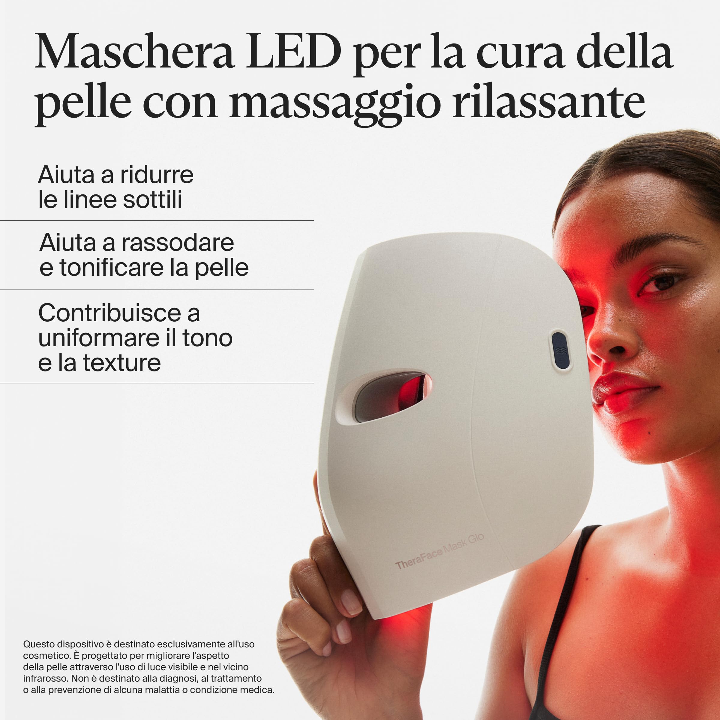 Therabody Mask Glo LED Face Mask with Red, Blue, Infrared Light, Vibrating Massage, Cordless