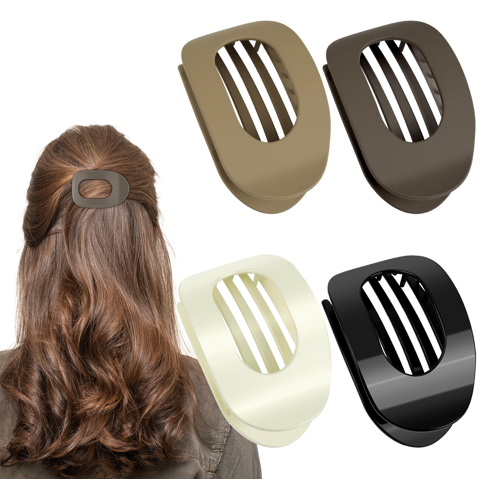 LOPHE Flat Hair Claw Clips 4 Pcs