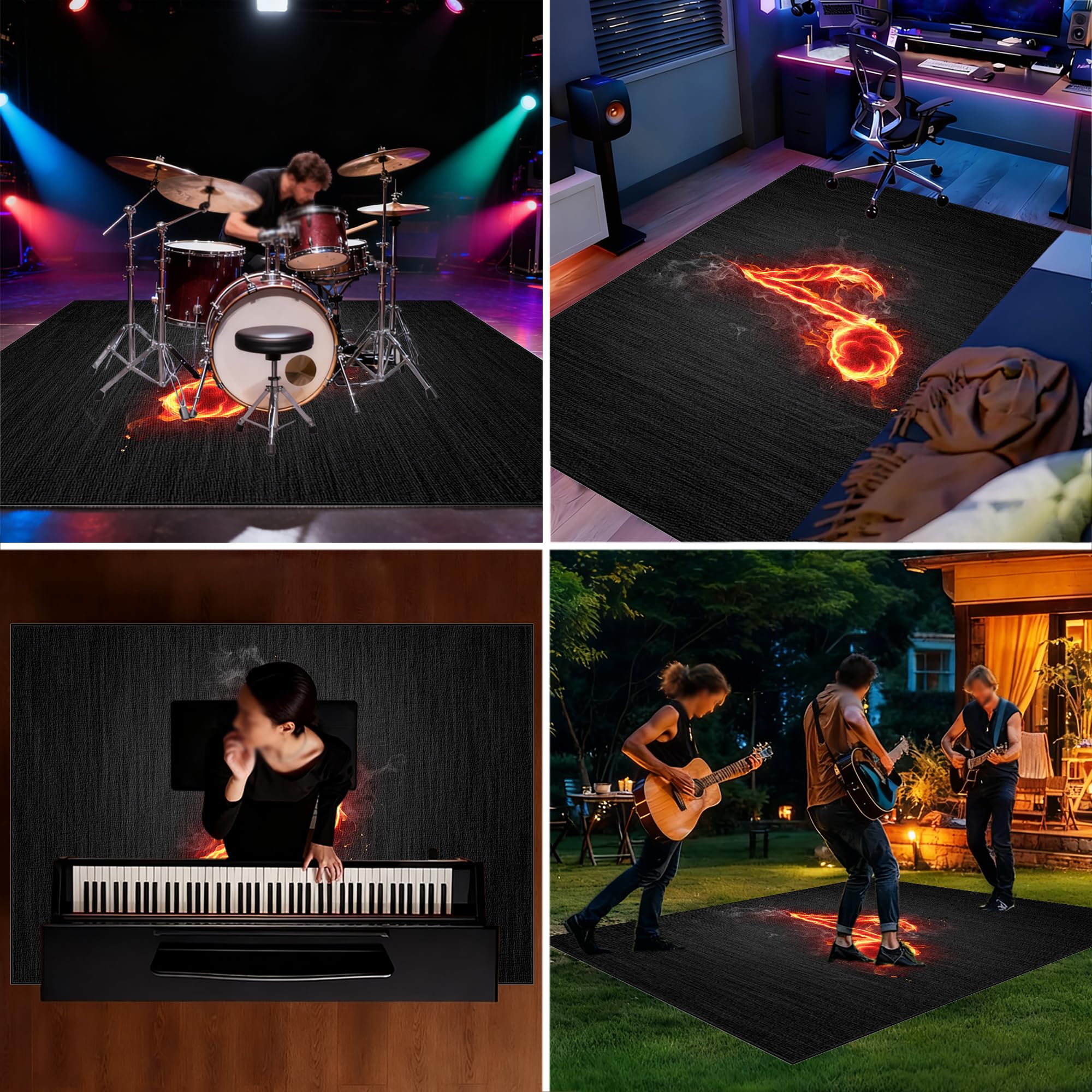 Tapis de Batterie Acoustique Insonorisant pour Batterie Électronique, Tapis Professionnel Rectangulaire De Jazz, Tapis pour Batterie Et Percussions 180 x 150 cm