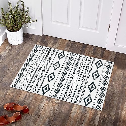 Miniatura 8 de Lahome Alfombras marroquíes de granja, lavables, suaves, bohemias, de 2 x 3, antideslizante, de pelo bajo, alfombra de cocina con parte trasera de