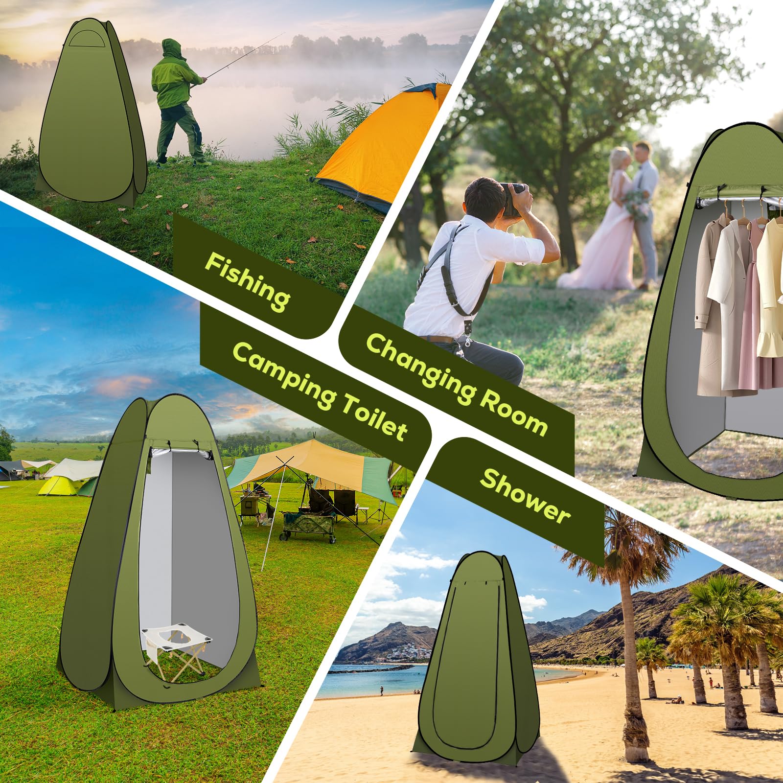 Camping Toilet Kit with Pop Up Privacy Tent, X Large Portable Folding Toilet Potty for Adults, Outdoor Camp Shower Tents,Changing Room with Carry Bag Camping Toilet Kit with Pop Up Privacy Tent, X Large Portable Folding Toilet Potty for Adults, Outdoor Camp Shower Tents,Changing Room with Carry Bag