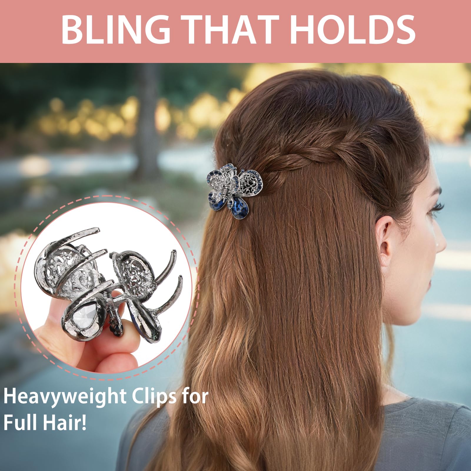 Amazon.com : kilofly 3pc Vintage Crystal Hair Claw Clips  display picture 3