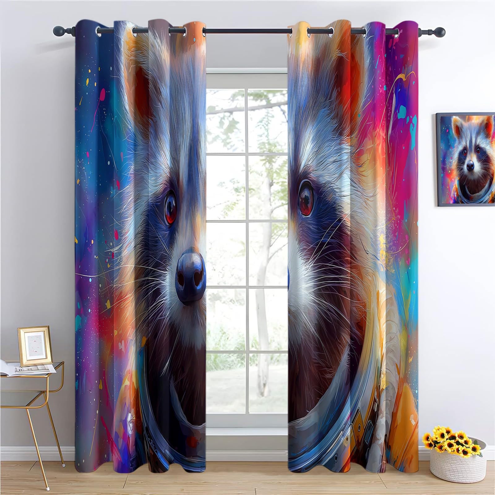 Générique Rideaux de Chambre Enfant Espace Ours, Rideau Occultant 2 Panneaux Créativité Nébuleuse, Isolation Thermique Anti-Froid à Œillets, pour Une Meilleure Confidentialité 140 x 245 cm Gris Foncé