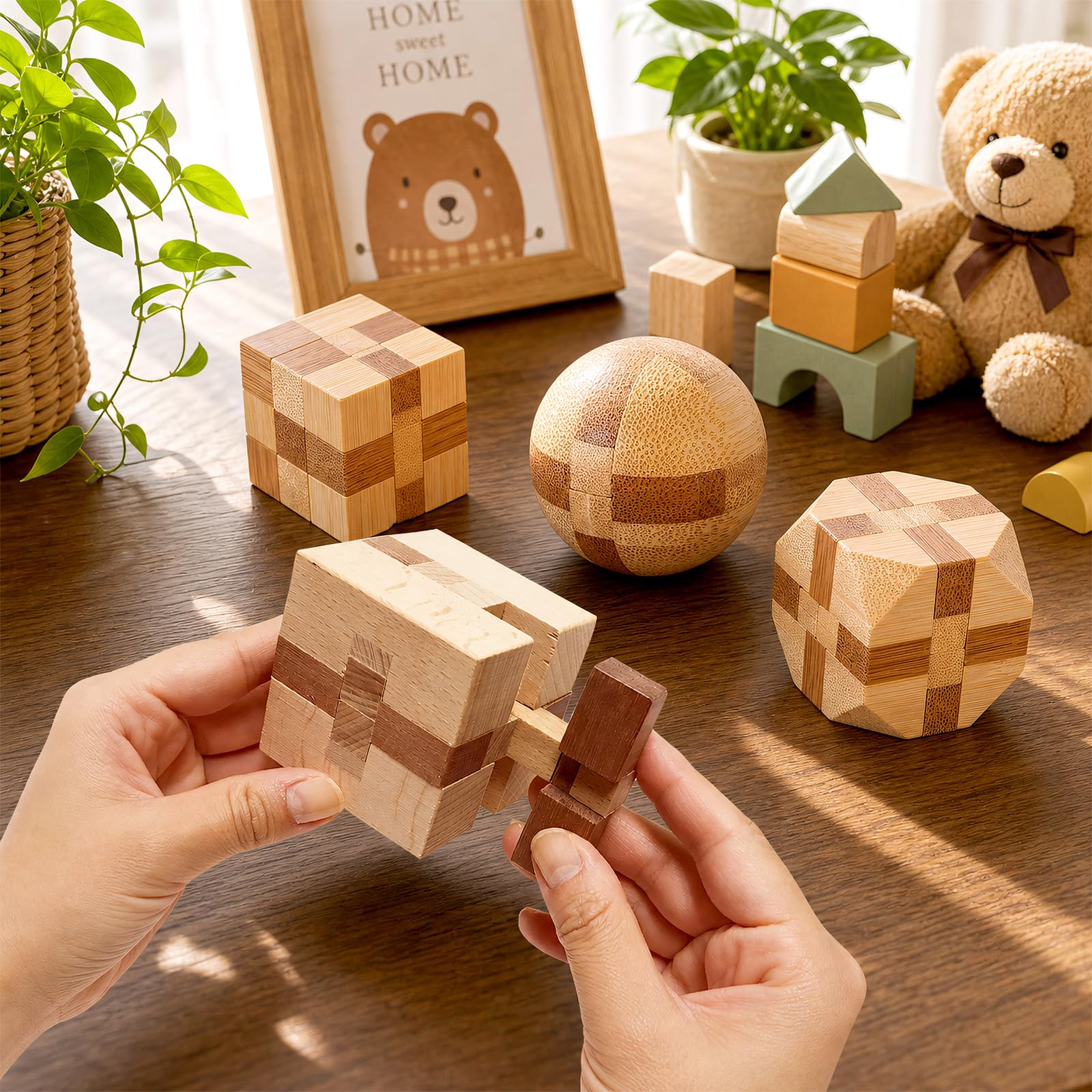 Amazon.co.jp: 木製パズルゲーム 頭の体操おもちゃ 4個パック ティーン