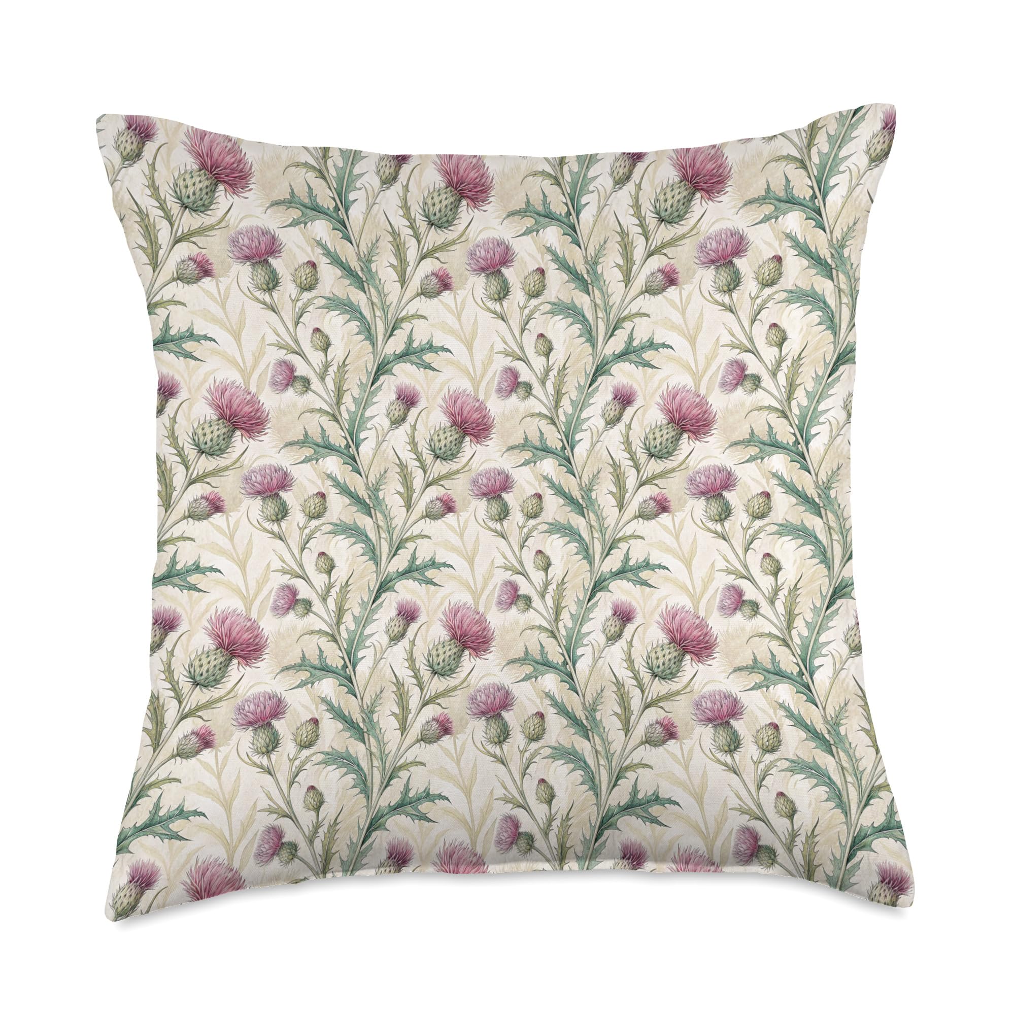Scottish Thistle floral pattern. Throw Pillow
