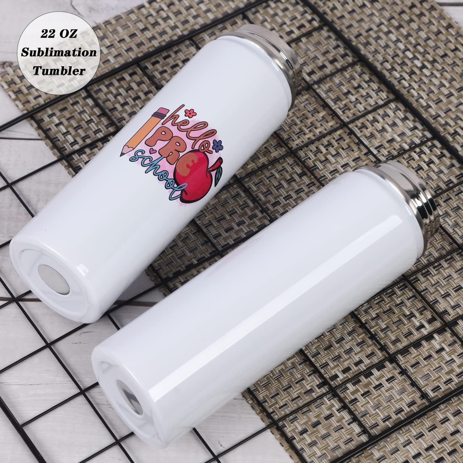 Sublimazione Sport Borraccia Termica Vuoti 623,7 ml, Borraccia Sportiva Acqua a Doppia Parete in Acciaio Inox con Manico Portatile, Confezione da 8 Pezzi