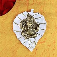 Vista 1 de SATVIK Metal Pan Patta Ganesh Decorativo Colgante de Pared Showpiece Señor Ganesha en la Hoja Decoración del Hogar. Inauguración de la casa india