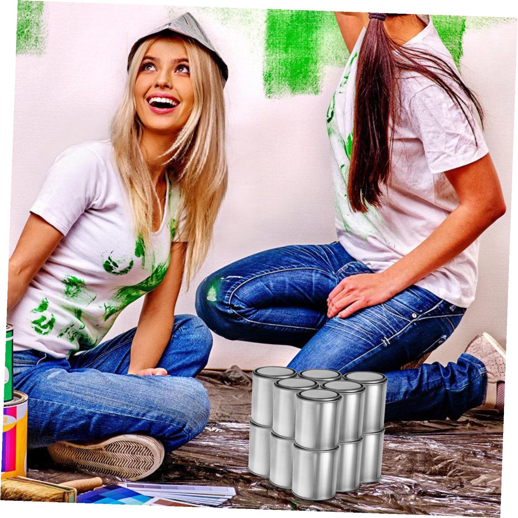 Botes Metálicos para Pintura con Tapa y Abridor Envases sin Forro de Alta Capacidad para Almacenamiento Manualidades y Pintura Fácil Limpieza y Uso Versátil