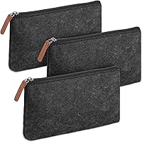 Mr. Pen 3-Pack Black Felt Pencil Cases with Zipper - Durable Soft Pen Pouches for School, Office & Art Supplies
