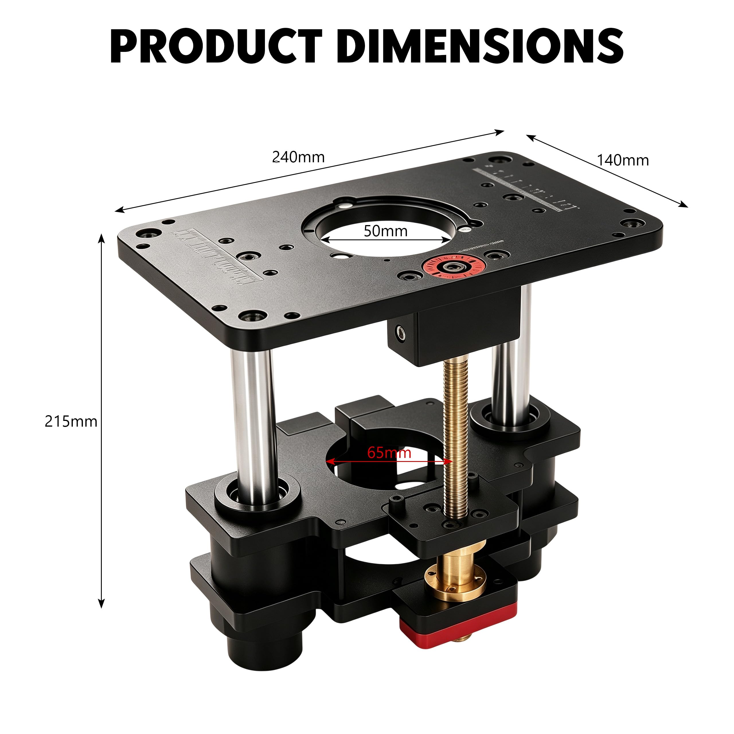 Mesa de fresado para fresadora de aleación de aluminio para motores de 65mm | router, recorte, máquina de recorte invertida, mesa elevadora, kit para trabajar la madera