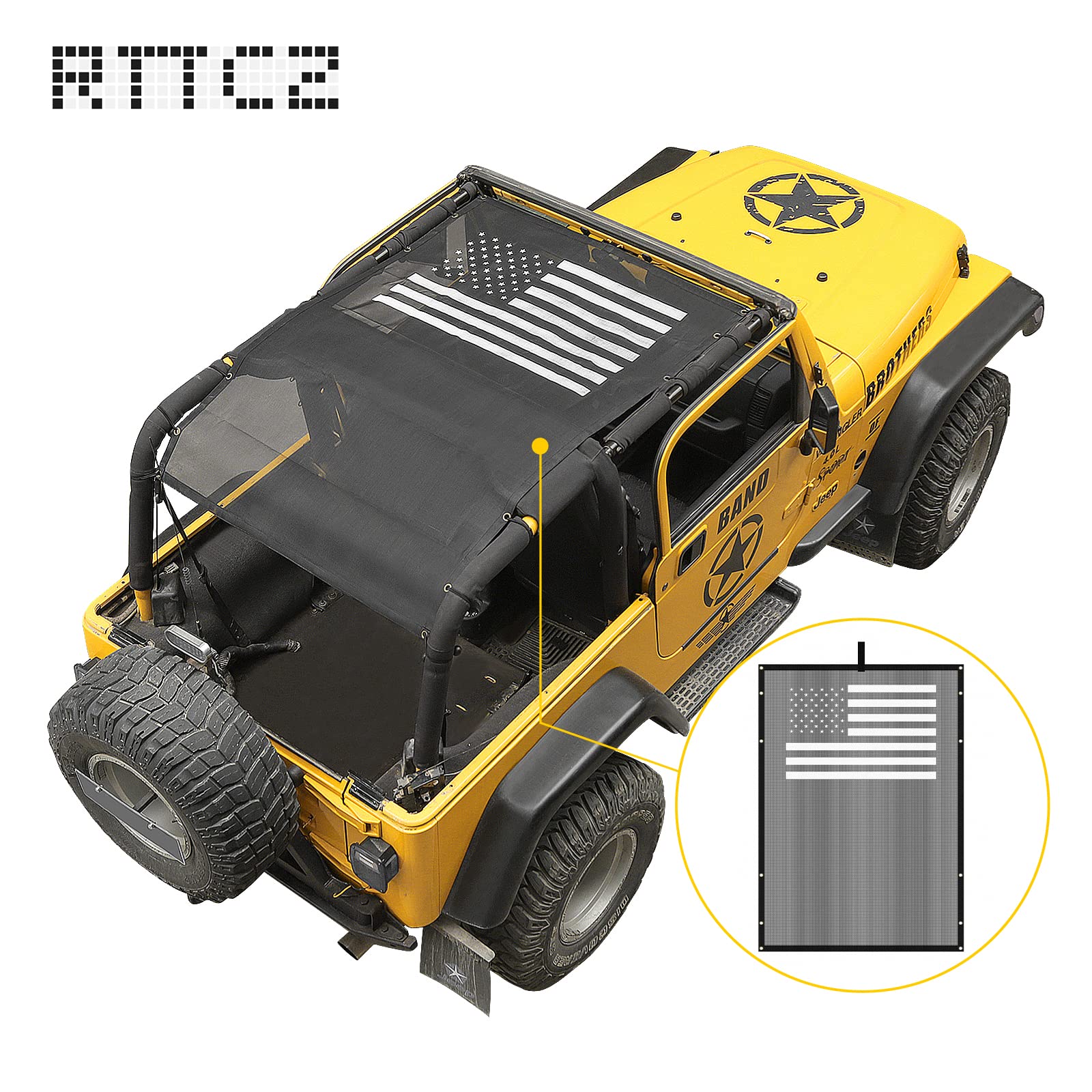 Buy RTTCZ Jeep Wrangler TJ US Durable Polyester Mesh Shade Top Cover