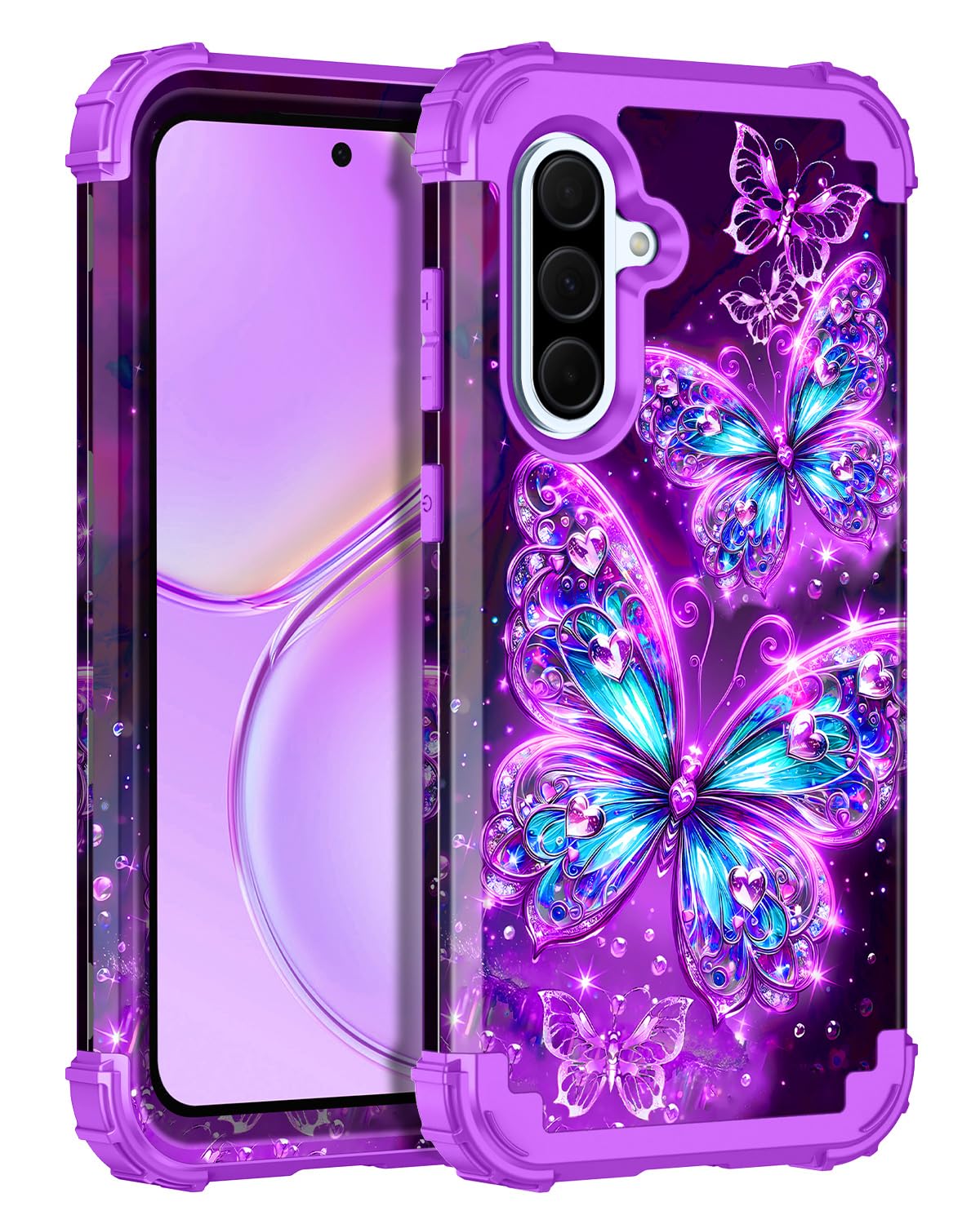 Casetego Compatible with Galaxy A36 5G/A56 5G Case,Glow in The Dark Three Layer Heavy Duty Sturdy Shockproof Full Body Protection Rugged Hard PC+Soft